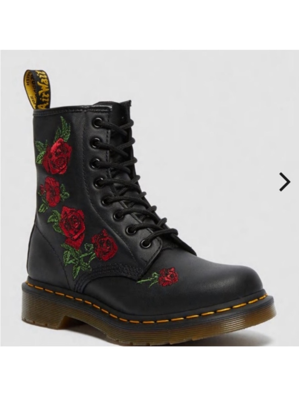 NEW Dr. Martens 1460 Vonda Floral Leather Lace Up Boots Black Size 8